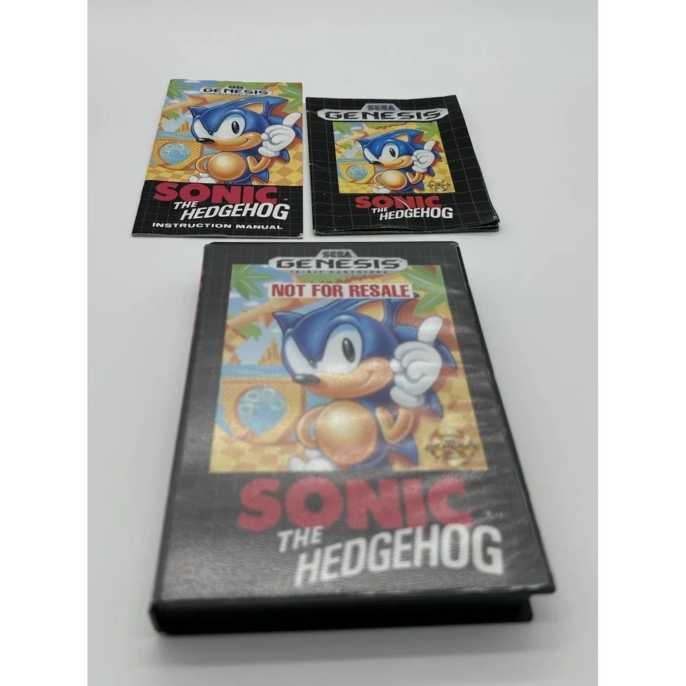 SONIC THE HEDGEHOG SEGA GENESIS NOT FOR RESALE COMPLETE CIB TESTED + POSTER
